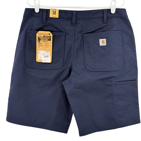 NWT Carhartt Women's Rugged Flex Outdoor Blue Canvas Work Shorts Sz 14 Inseam 10 - Picture 2 of 12